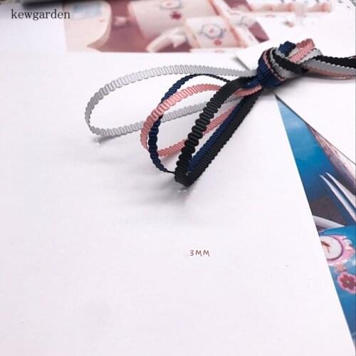 Kewgarden 3mm 0.3CM Grosgrain Ribbon Handmade Tape DIY Bowknot Accessories Ribbons Riband 15 m/lot