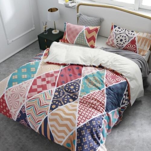 Vintage boho Style Duvet Cover Set Zipper Closure geometric Bedding set Quilt Cover Set pillowcases Breathable for All Season