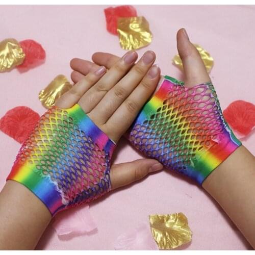 Short Mesh Fishnet Gloves Sexy Fingerless Gothic Hen Party Punk Disco Dance Costume Black Color Cosplay Gloves Cheap