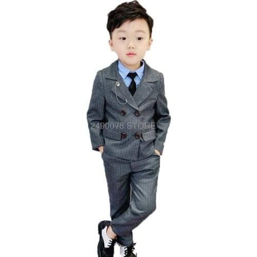 Boys Suit For Weddings Gentleman Kids Formal Tuxedos Jacket +Pants 2pcs Clothing Set Children Performance Party Dress Costume