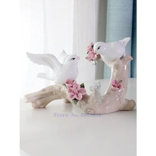 Nordic Creative Retro Home decoration ceramics Little bird White pigeon Branch Home Decorative ornaments Desktop decoration