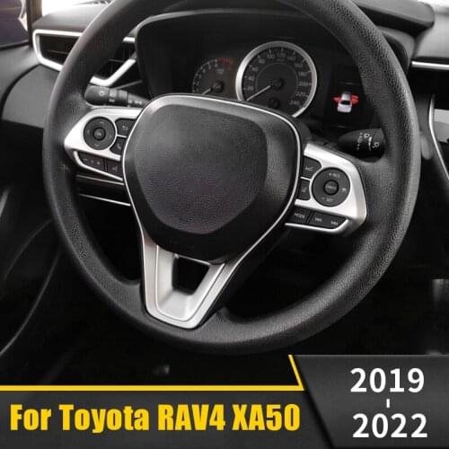 Car Steering Wheel Button Panel Cover Trim Sticker For Toyota RAV4 Corolla 2019 2020 2021 RAV 4 XA50 Corolla E210 Accessories