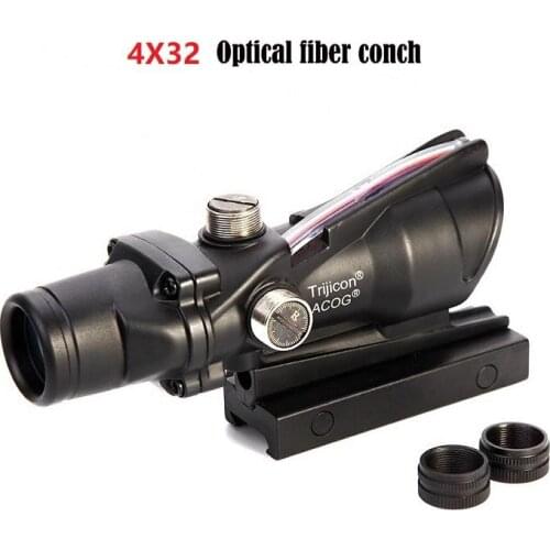 Hunting Riflescope ACOG 4X32 Real Fiber Optics Red Green Illuminated Chevron Glass Etched Reticle Tactical Optical Sight