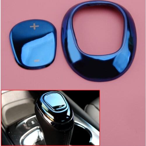 CITALL Stainless Steel 2Pcs Blue Titanium Gear Shift Knob Cover Trim Fit for Chevrolet Malibu 2016 2017 2018 2019 2020