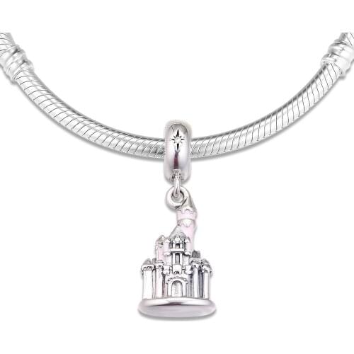 Fits for Pandora Charms Bracelets Castle Beads 100% 925 Sterling Silver Jewelry Free Shipping