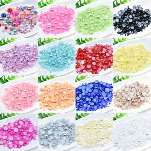 3-12mm Mix Size 20g/pack Beads Half Round Plastic ABS Loose Pearl Beads Series for DIY Nail Art Decorations Jewelry Craft Making