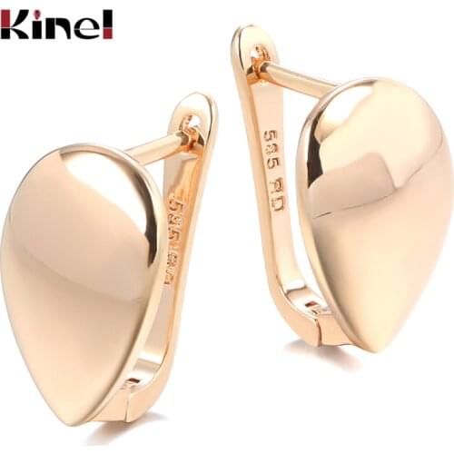 Kinel Hot Fashion Glossy Dangle Earrings 585 Rose Gold Simple Water Drop Earrings For Women High Quality Daily Fine Jewelry