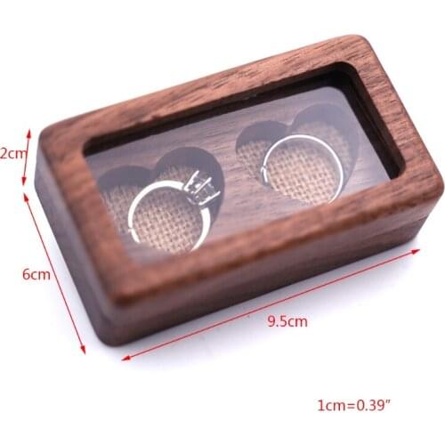 CPDD Walnut Wood Jewelry Box Engagement Wedding Ceremony Ring Storage Proposal Portable Ring Holder Rustic Wedding Ring Box