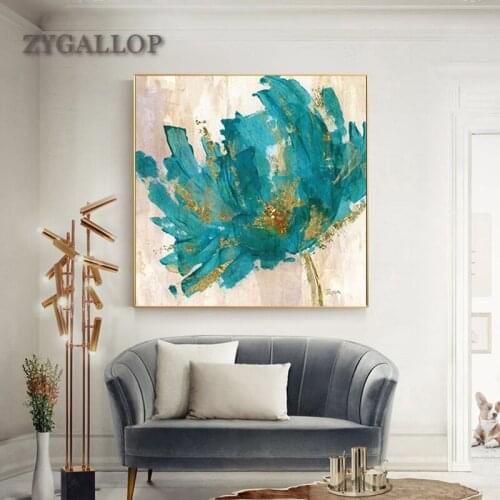 Nordic Decor Blue Flower Canvas Painting Flower Art Print Posters Home Decor Wall Art Wall Pictures for Living Room Decoration