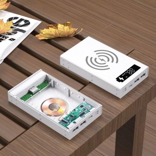 Spliced Combined Wireless Charging LCD Display DIY 18650 Battery Case Power Bank Shell Portable External Box without Battery Pow