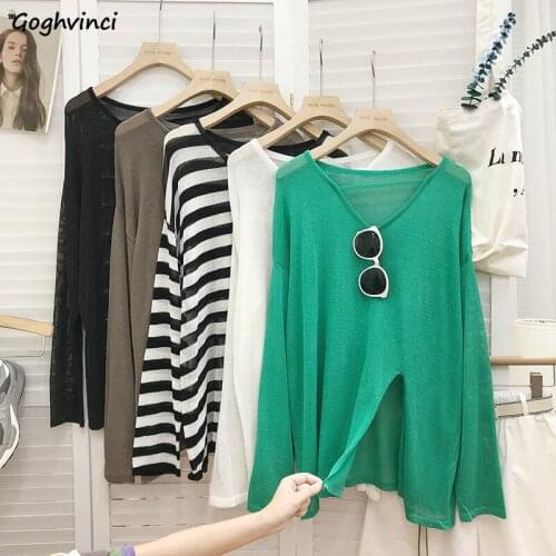 Sweater Women Sun-proof Simple Loose All-match Summer Leisure Streetwear Korean Style Chic Long Sleeve Female Students Pullover