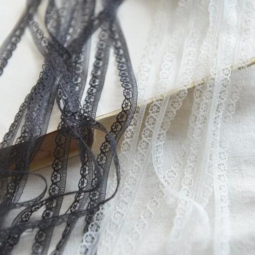 15M/lot Exquisite Soft Black White Polyester Lace Underwear Skirt Trim Lace Accessories Fabric Material Width 1cm Z1575