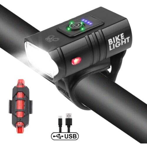 T6 LED Bike Light Taillight Waterproof T6 LED MTB Bike Warning Front Headlight USB Rechargeable Headlight Cycling Light