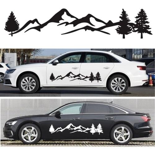 Venda quente 150cm rv adesivo árvore decalque montanha cena carro adesivo floresta kit gráfico de vinil para campista rv reboque