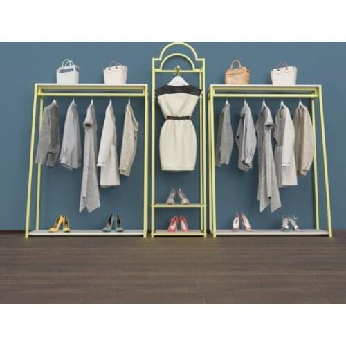 Womens clothing store hanger clothing store display stand floor-to-ceiling combination shelf iron gold display clothes rack wit