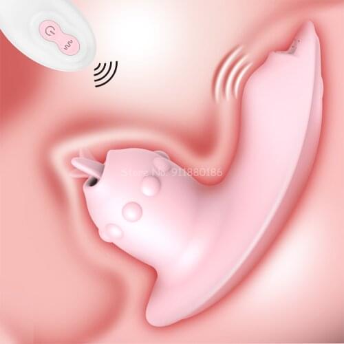 Tongue Vibrator For Women Masturbator Female Vagina Nipple Sucker Pussy Massage Remote Control Wearable Clit Stimulator Sex Toy