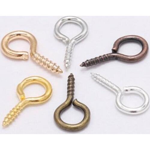 200Pcs Mini Screw Eye Pins for Jewelry Making Pearl Beads Screw Threaded Hooks Eyelets Clasps Findings for Bracelet DIY Earrings