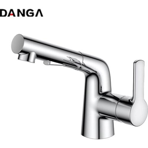 Pull Out Basin Faucet 3 In 1 Brass Sink Tap Single Handle Single Hole Bathroom Faucets Hot and Cold Vanity Mixer Water Faucets
