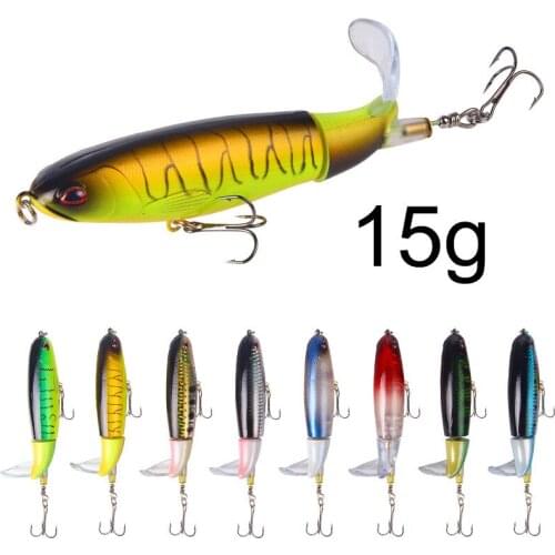 1pc Whopper Plopper Top Water Popper Fishing Lures 2020 Suspending Jerkbait Artificial Hard Bait Rotating Tail Fishing Tackle