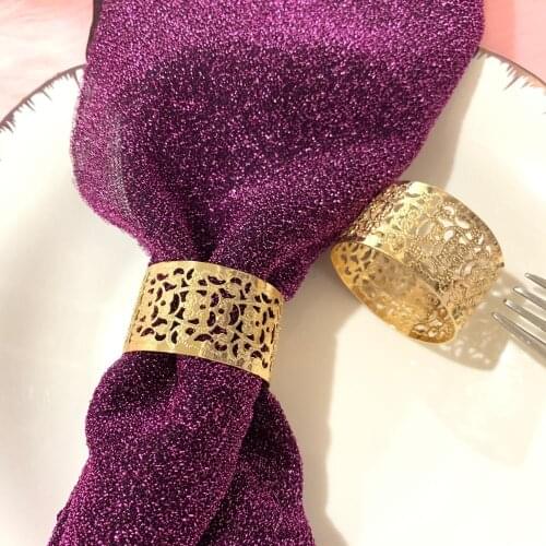 12PC Hotel model room Chinese-style European-style meal buckle napkin ring napkin ring napkin napkin buckle hollow print gold