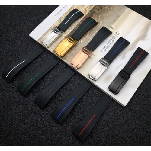 20mm 21mm Black Nature Silicone Rubber Watchband Watch band for Role Strap for Daytona Submariner GMT OYSTERFLEX Bracelet tools
