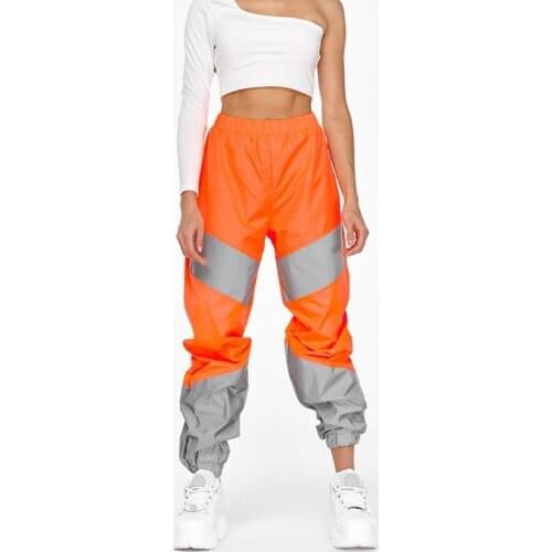 2019 Women Patchwork Cargo Pants Autumn Winter Streetwear Outfits Trousers Clothing Trousers High Waist Reflective Pants