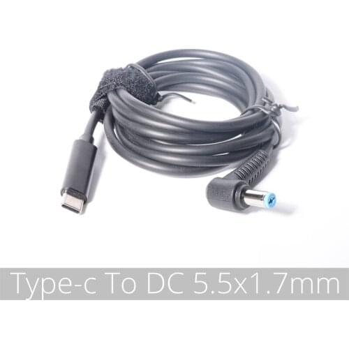 5.5x1.7mm) USB Type C PD Laptop Charging Cable Cord Dc Power Adapter Converter DC 5.5*1.7mm Male 90 Degrees Right Angled