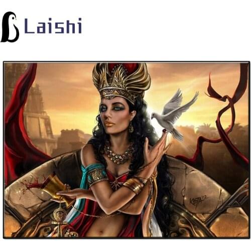 5D Diy Cleopatra, Queen of Egypt Diamond Painting Full Round Square Drill Rhinestone Mosaic Wall Art Picture Home Decoration