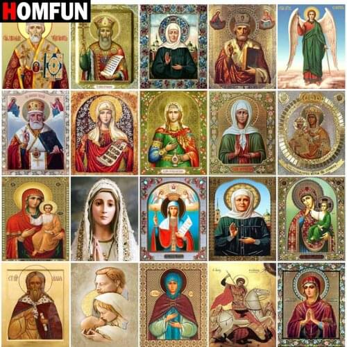 HOMFUN Full Drill Diamond Painting "Religious portrait theme" DIY Picture Of Rhinestone 5D Diamond Embroidery Cross Stitch Decor