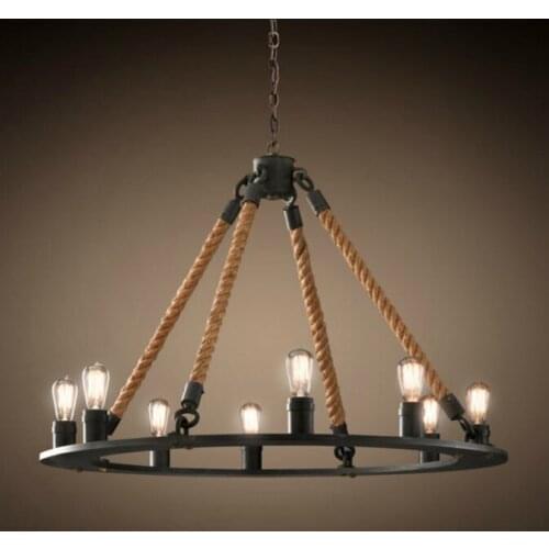 American Country Retro Pendant Light Nordic Iron Rope Lamp Bar Cafe Dining Room Lamp luminaria pendente