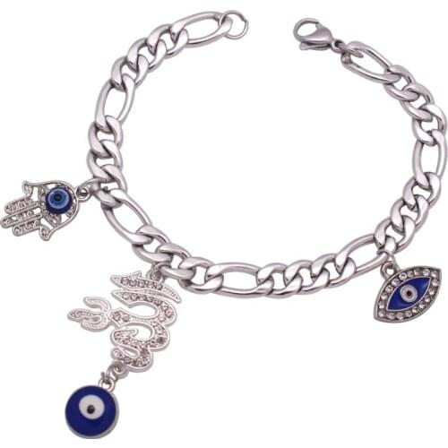 Islam Allah hamsa hand of fatima evil eye stainless steel Bracelets
