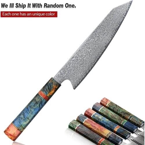 Damascus Chefs Knife 8"inch Japanese Damascus Steel Salmon Slicing Kitchen knife Meat Cleaver Santoku Stabilized Wood Handle
