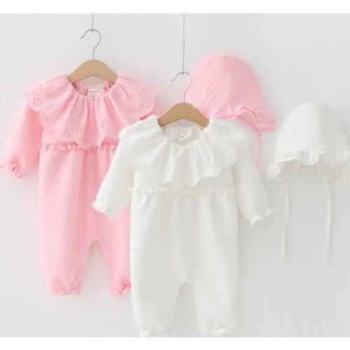 Toddler Baby Rompers Spring Autumn New Infant Girls Big Lapel Cotton Soft Bodysuits Toddler Kids One-pieces 2021 Girls Rompers