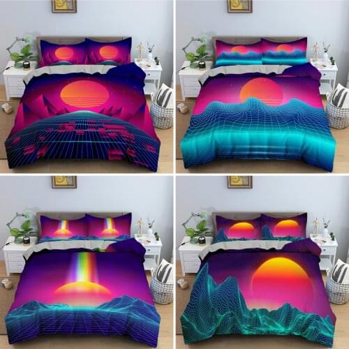 Abstract Sunset Pattern Bedding Set Soft Microfiber Duvet Cover With Pillowcases Comforter Cover Full Queen King Bedclothes