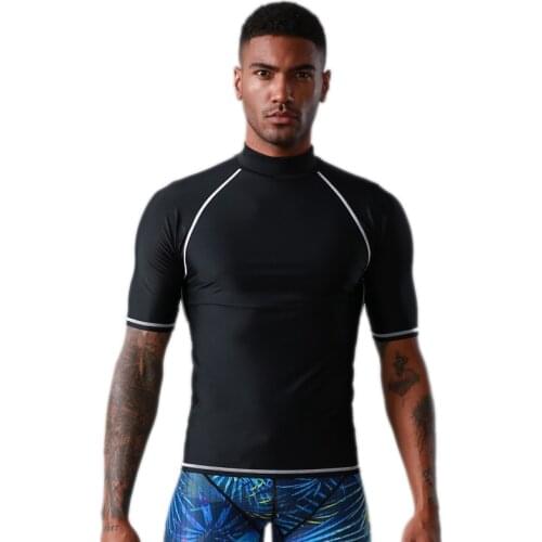 Sbart UPF 50+ Diving Skin Suit Surfing Beach T-shirt Water Sport Swimming Men Surf Wetsuit Rash guard Short Sleeve Swimwear