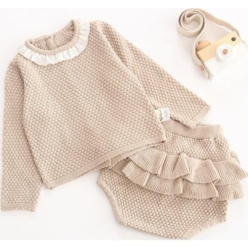 2020 New Autumn Toddler Baby Boys Girls Clothing Suit Spring Newborn Baby Boys Girls Long Sleeves Knitted Sweater +Shorts Sets