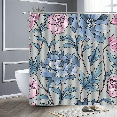 Colorful Flowers Printing Waterproof Fabric Shower Curtain Home Bathroom Decor Bath Screen Bathtub Partition Hanging Curtains