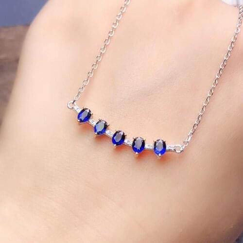The Best GiftFor your girl Friend Sapphire Pendant 925 sterling silver Fine jewelry Natural And Real Sapphire Necklace