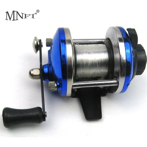 MNFT Mini Ice Fishing Reel Metal Round Water Wheel Rotation Winter Fishing Baitcast Coil Roller 3.6:1 With Line 50M