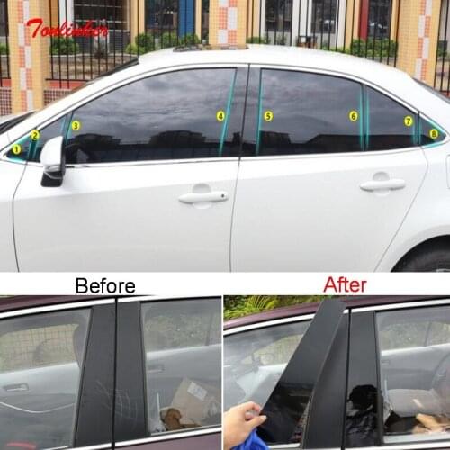 Tonlinker Exterior Car Windows Modification Pillar Cover Sticker For Toyota Corolla 2019-20 Car styling 16PCS PVC Cover Stickers