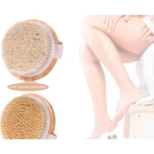 Natural Exfoliating Bristle Bath Brush Wooden Body Massage SPA Dry Brush - Bathes Brush Set Bathing Body Brush