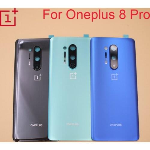 One Plus 8 Pro Original Back Glass Cover For oneplus 8 pro 1+8 pro Rear Door Housing Case Replacement Parts + Camera Lens Frame