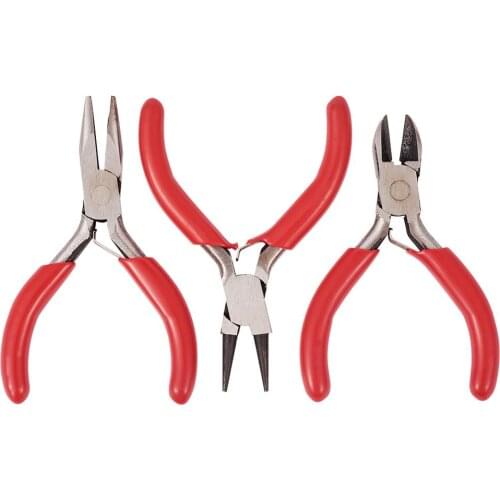 3pcs/set Jewelry Pliers, for Children, including Round Nose Plier, Side Cutting Plier and Flat Nose Plier about 75~80mm long