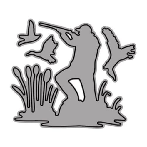 Cutting Dies Hunter Catching Birds Grass Flowers For DIY Scrapbooking Embossing Album Paper Cards Dies 2021 New