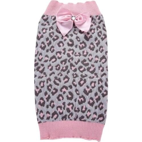 Christmas Cat Dog Sweaters Leopard Bow-tie Jumper Jersey Pet Puppy Clothes Warm chihuahua Clothing Knitting Crochet Cloth Coat