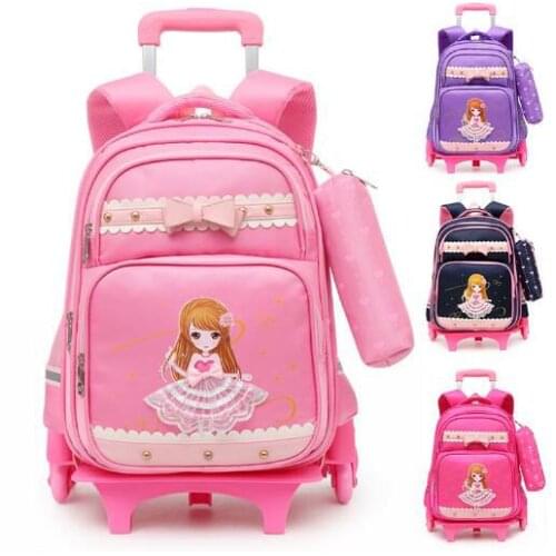 School bag with wheels kids School bag trolley bag for School Rolling backpack Bags Children school wheeled backpack for girls