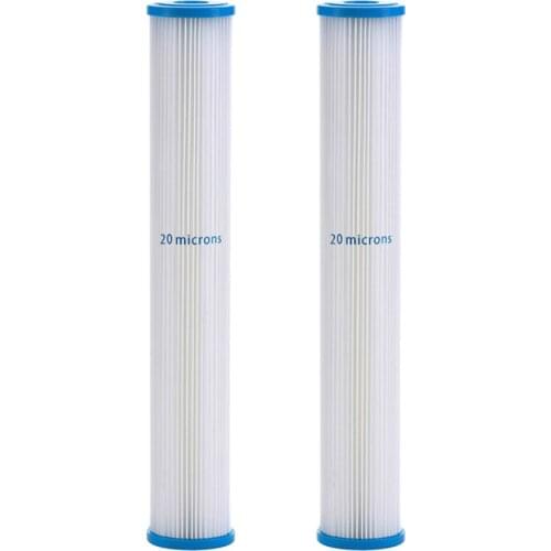 Pleated Poly Sediment Water Filter Cartridge Standard 2.5x20" 20 Micron - 2 pack