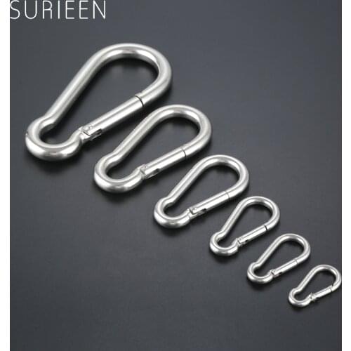 Heavy Duty Marine Grade 316 Stainless Steel Carabiner Spring Snap Hook Link Clips Keychain M4 M5 M6 M8 M10 M12 For Rowing Boats