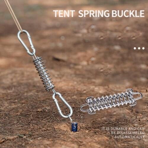Wind Rope Buckle Anti-corrosion Stable 304 Stainless Steel Tent Spring Hook Buckle for Camping Tent Strong Wind Spring Buckle