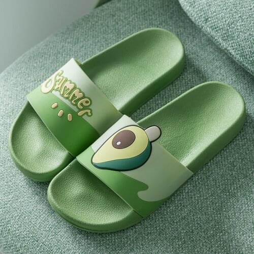 2020 Summer Cartoon Fruit Home Women Slippers PVC Bathroom Non-slip House Slides Male Women Flat Shoes Summer Avocado Slippers
